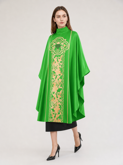 Green Carnival Cloak with High Collar