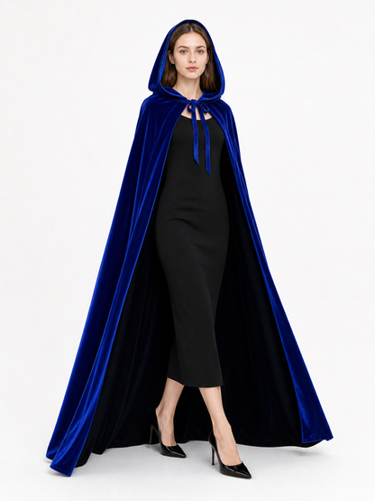 Long Blue Hooded Carnival Cape