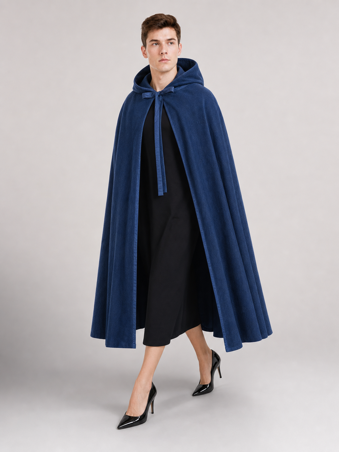 Blue Hooded Medieval Carnival Cloak