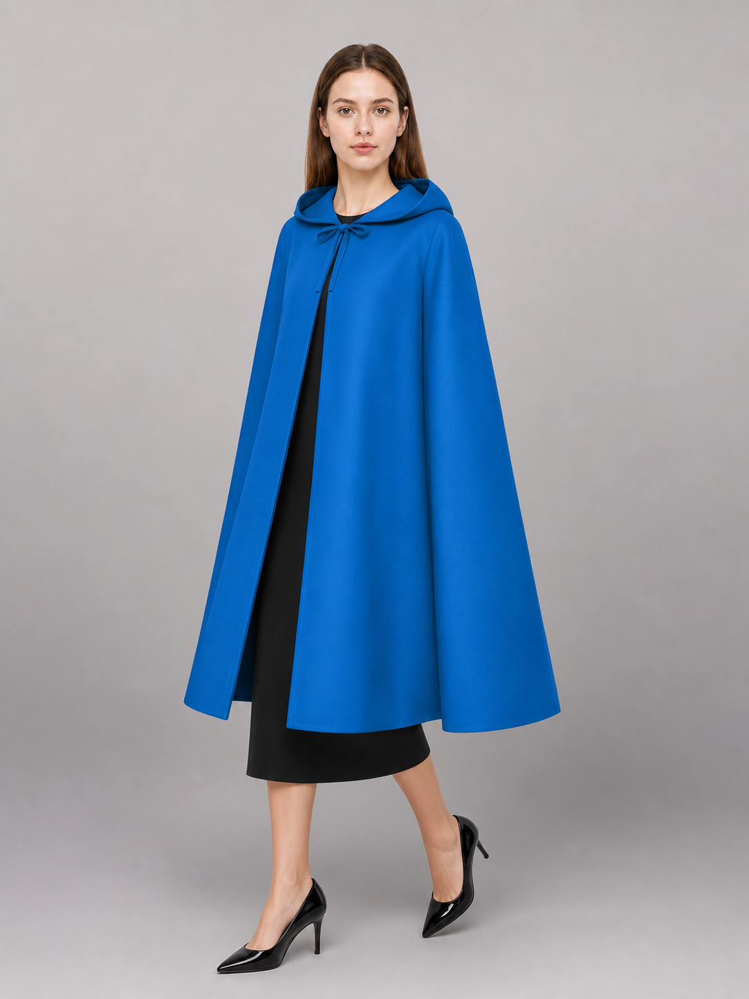 Bright Blue Zip-Up Hooded Raincoat