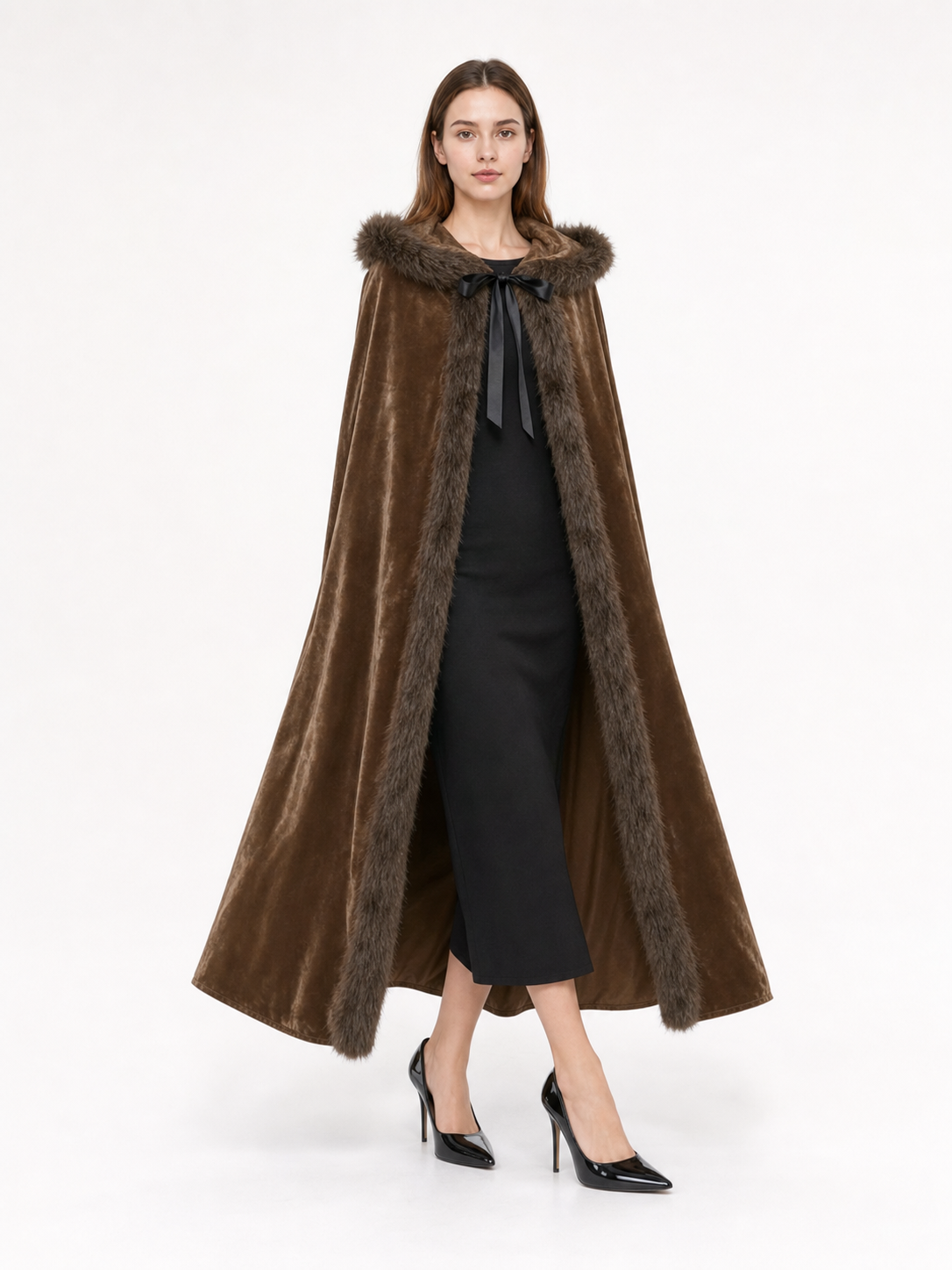 Brown Hooded Costume Cape