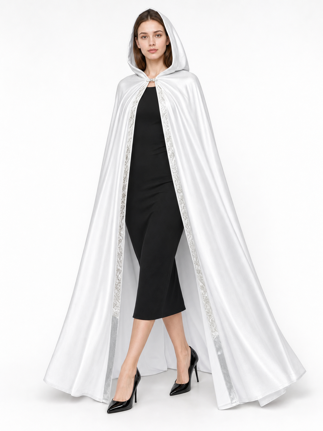 White Hooded Costume Cape, Medieval
