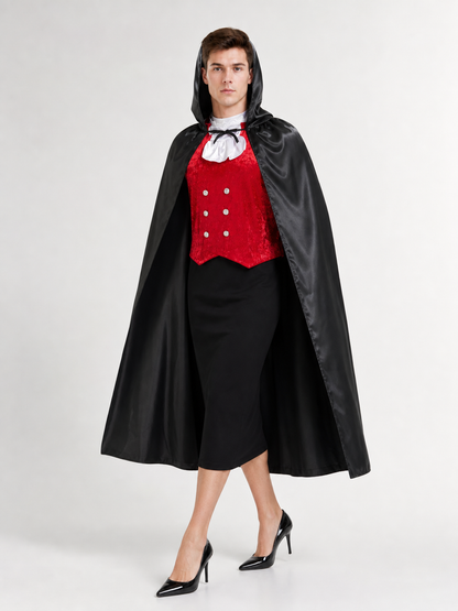 Black Hooded Carnival Cloak for Cosplay