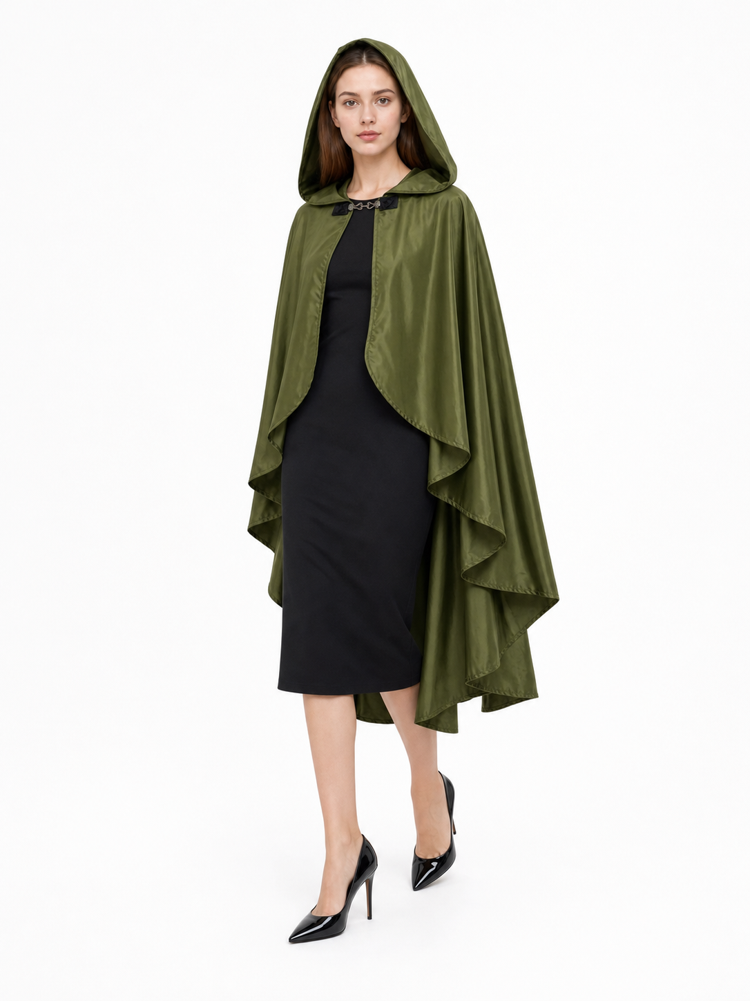 Green Costume Cloak with a Large Hood