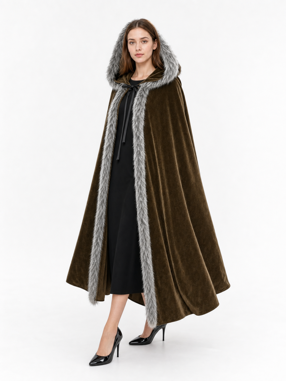 Brown Carnival Cloak with Hood