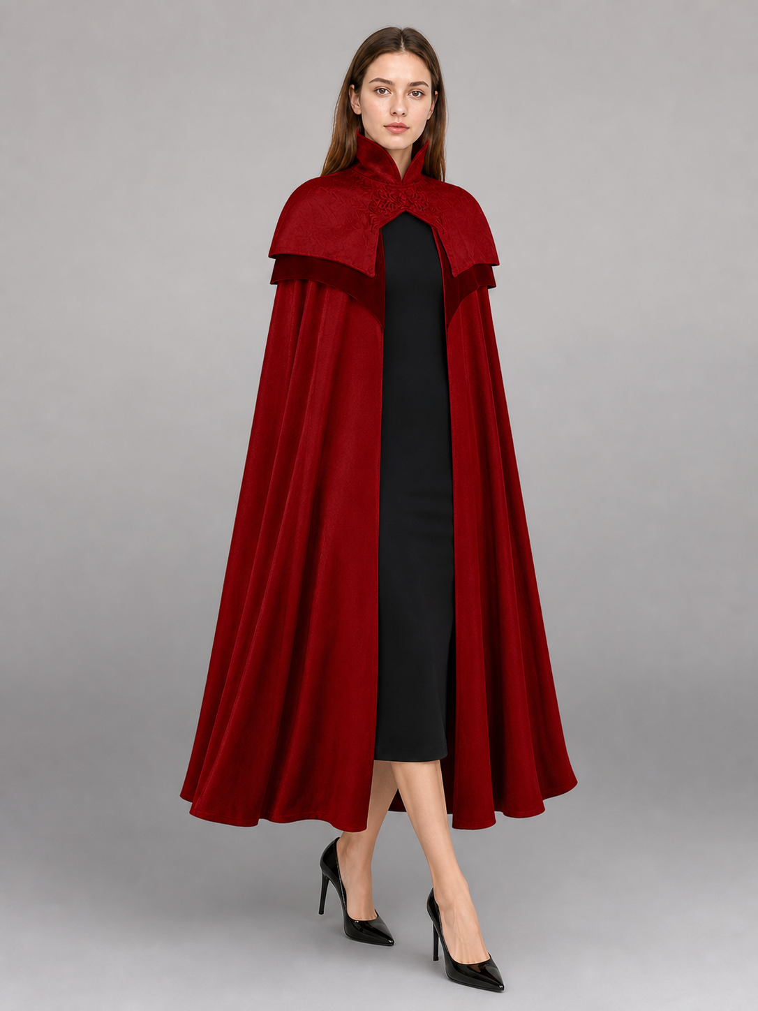 Burgundy Hooded Carnival Cloak