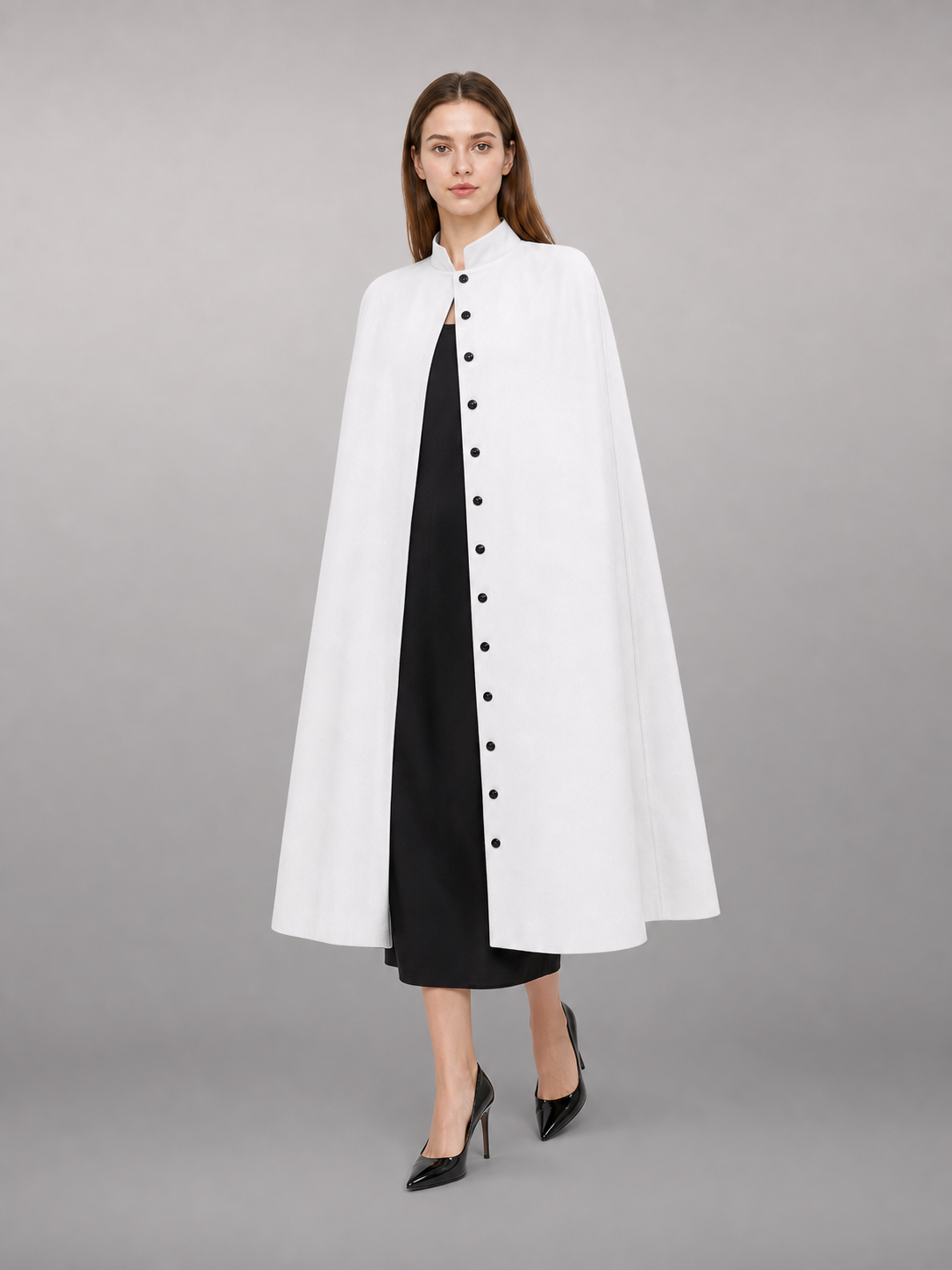 White Hooded Carnival Cloak for a Costume Look