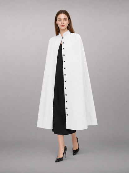White Hooded Carnival Cloak for a Costume Look