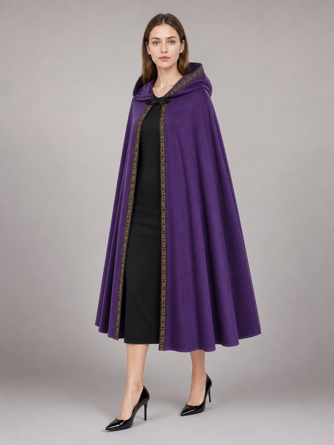 Purple Hooded Velvet Costume Cape product view 72