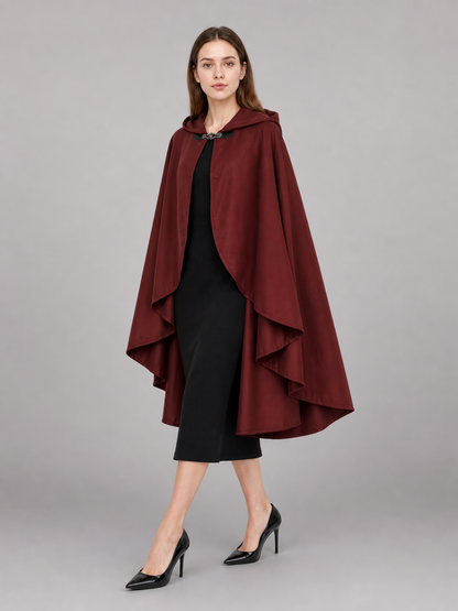 Burgundy Hooded Costume Cloak for Cosplay
