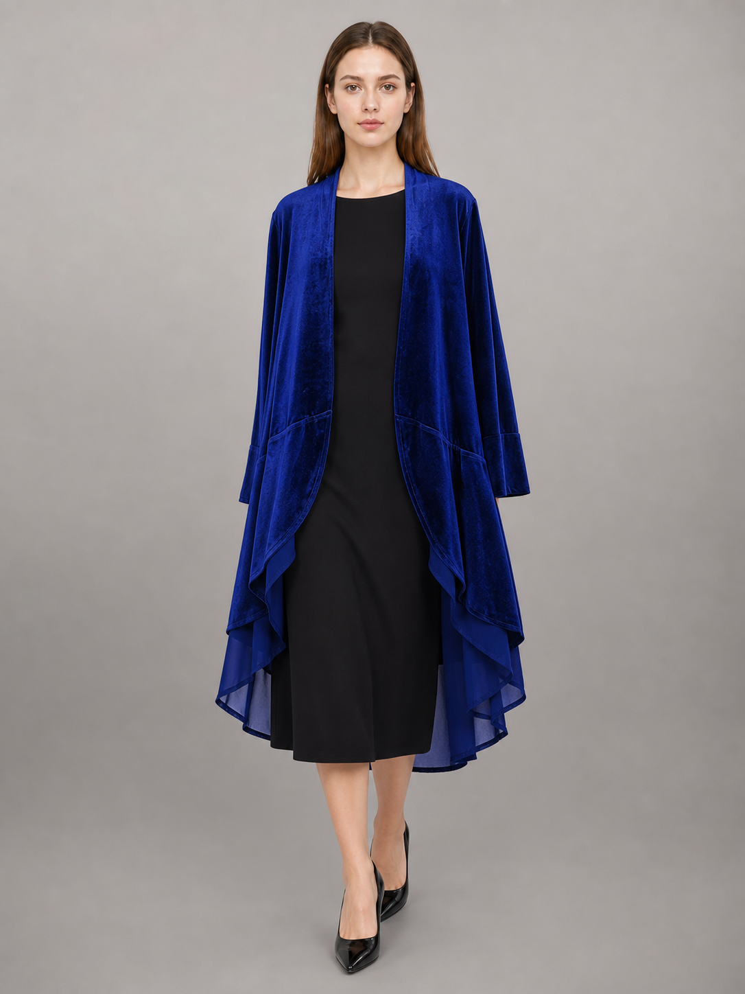Long dark navy stage cloak