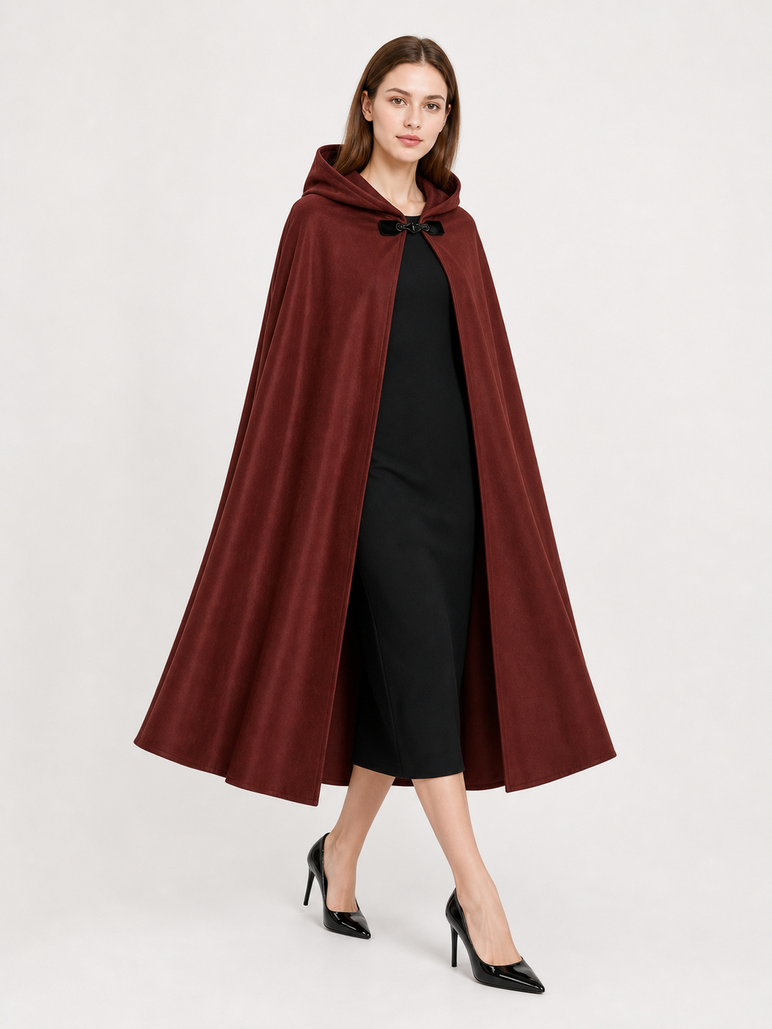Burgundy Hooded Carnival Cloak for Cosplay