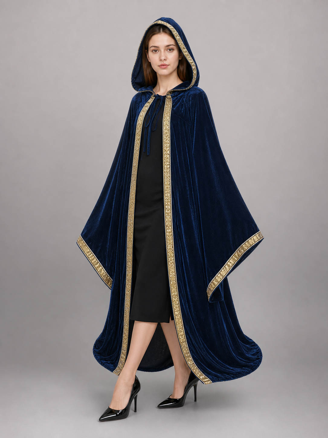 Dark Blue Hooded Carnival Cloak