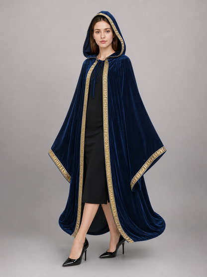 Dark Blue Hooded Carnival Cloak