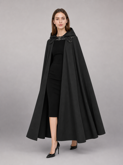 Black Medieval Hooded Costume Cape