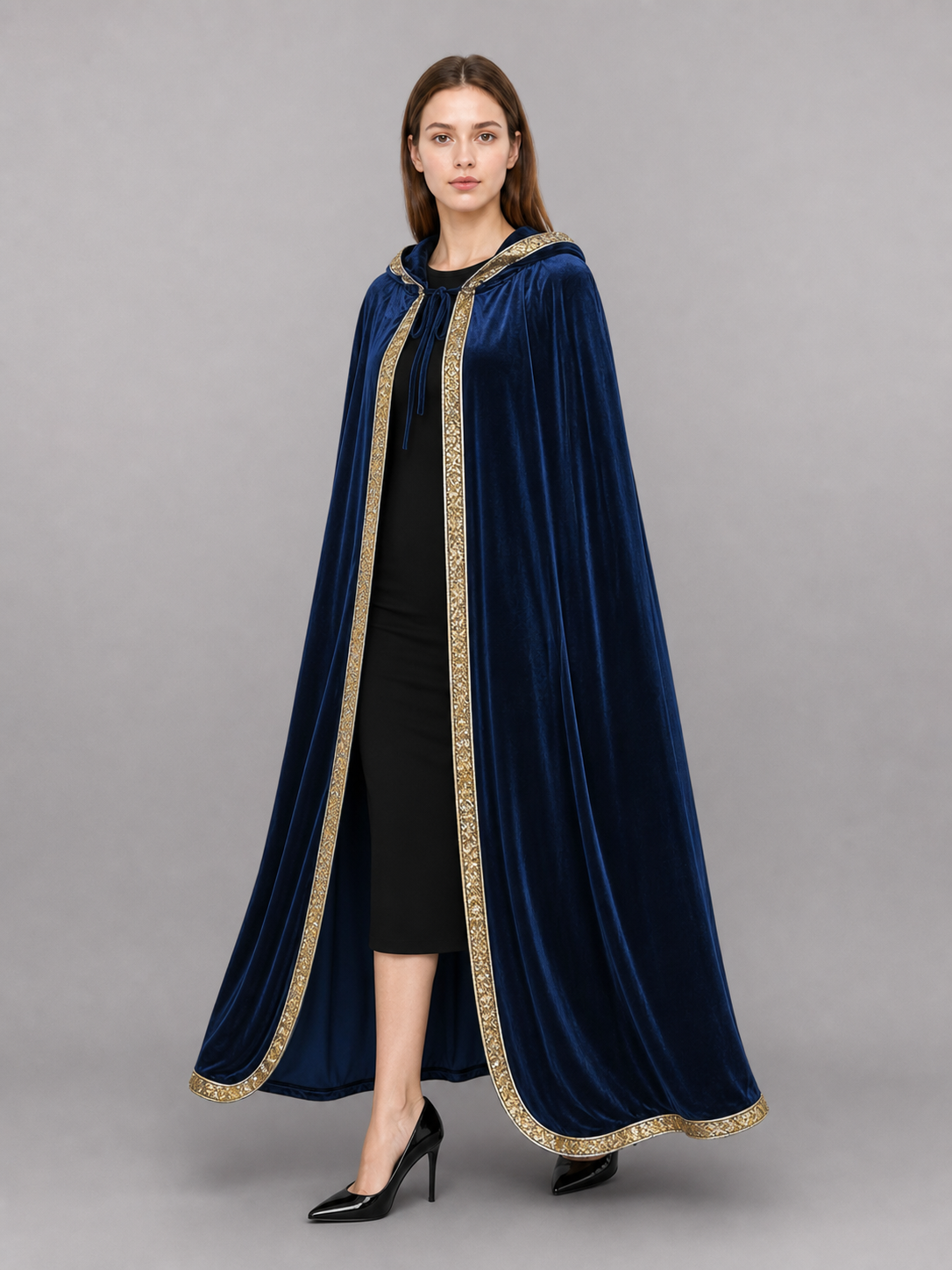 Dark Blue Hooded Carnival Cloak