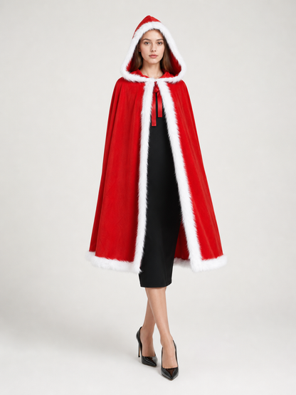 Red Carnival Cloak with Hood, Santa Claus Style