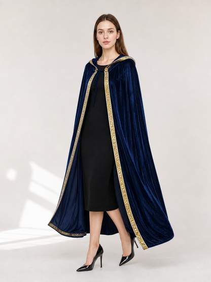 Dark Blue Hooded Carnival Cloak