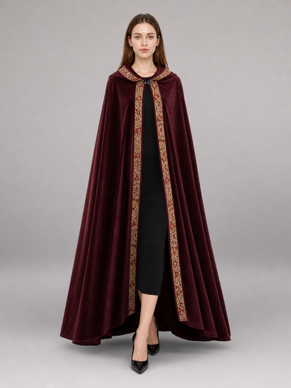 Burgundy Carnival Cloak with Hood