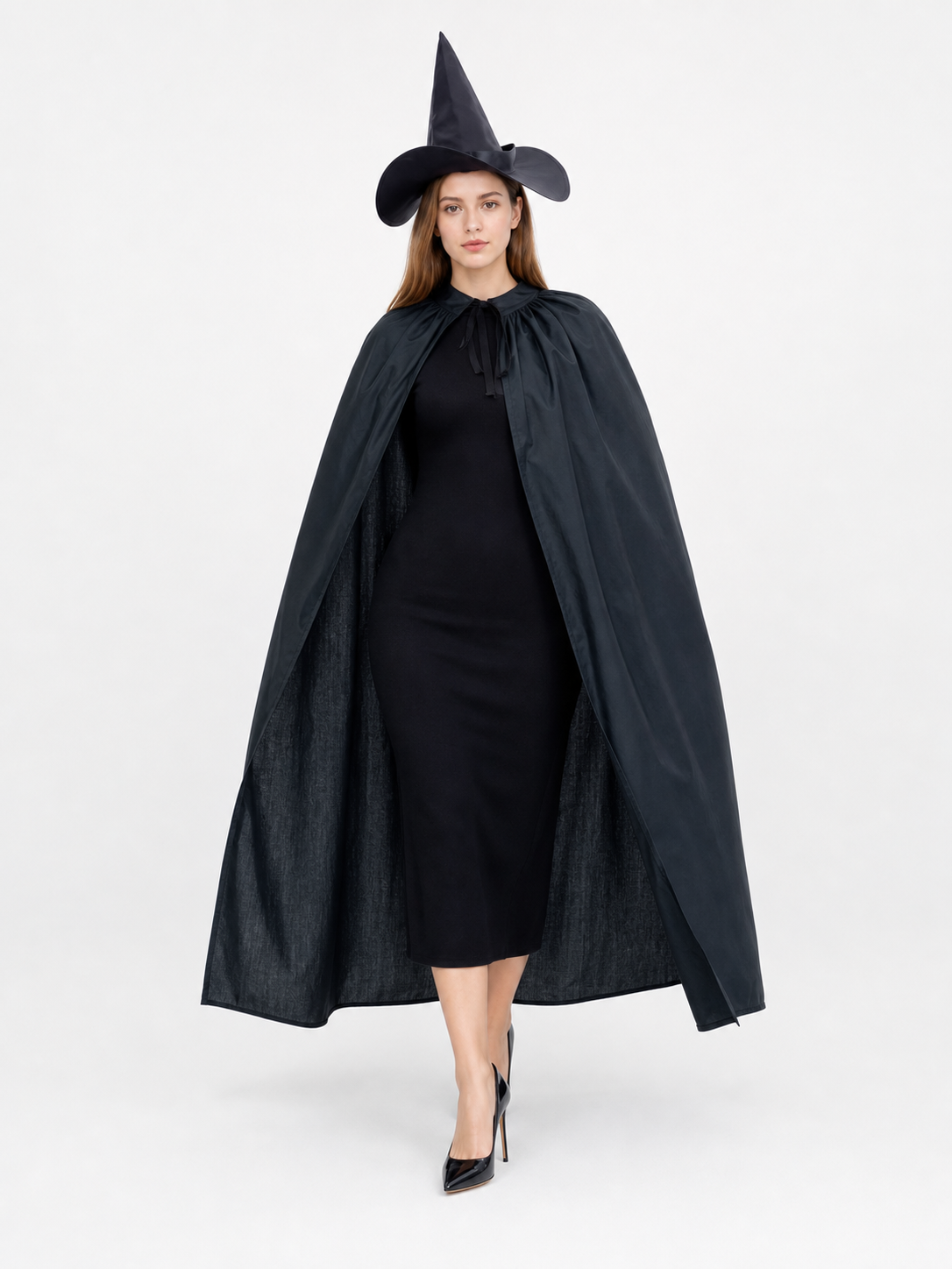 Black Costume Cape with Pointed Hat