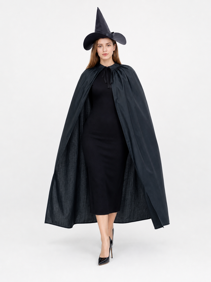 Black Costume Cape with Pointed Hat