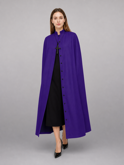 Long Purple Hooded Robe with Collar