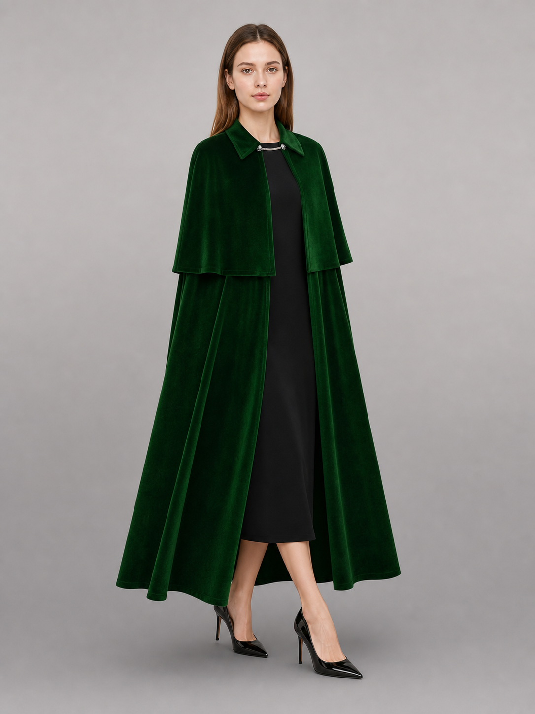 Long Green Gothic Costume Cape