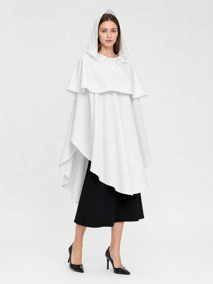 White Medieval Hooded Carnival Cloak