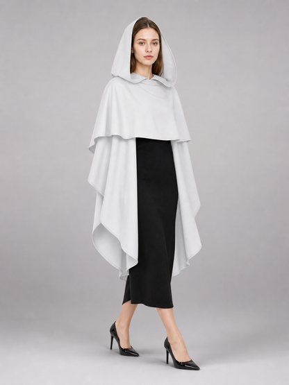 White Medieval Hooded Carnival Cloak