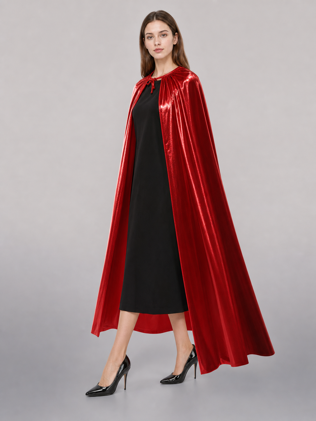 Red Carnival Cape with Gold Crown