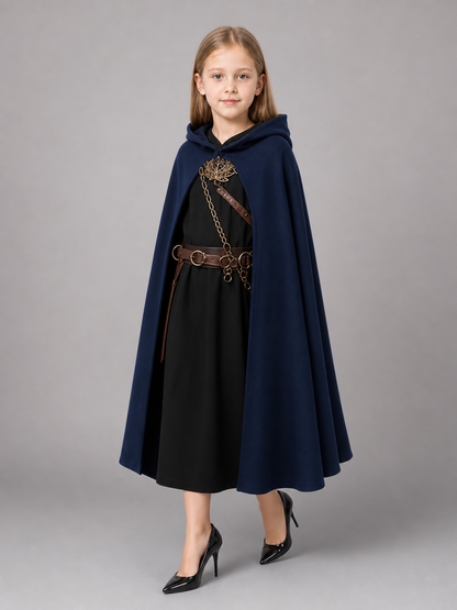 Dark Blue Hooded Costume Cloak