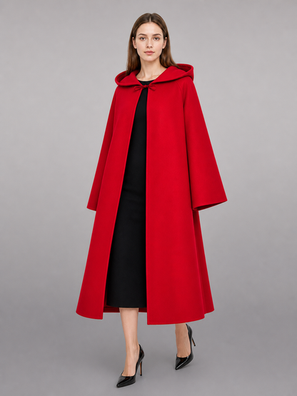 Long red hooded carnival cloak