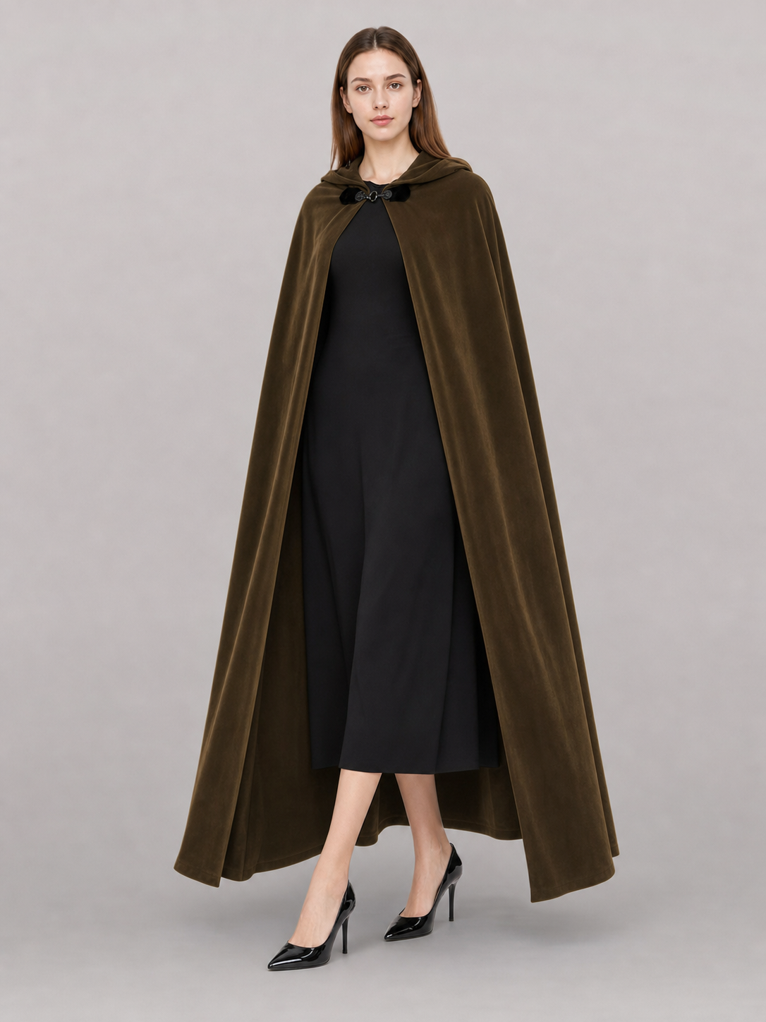 Brown Hooded Costume Cape