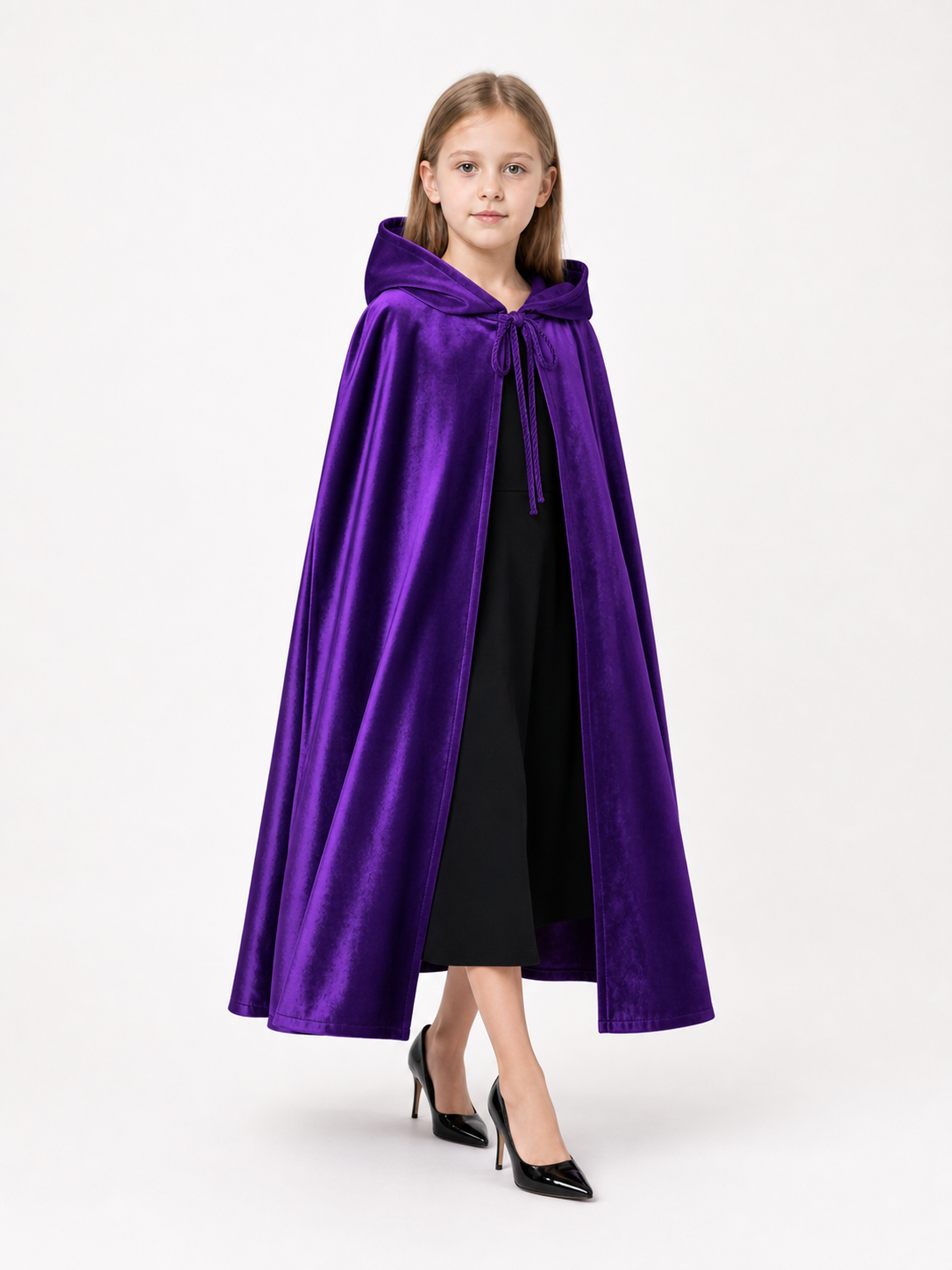 Purple Hooded Costume Cape