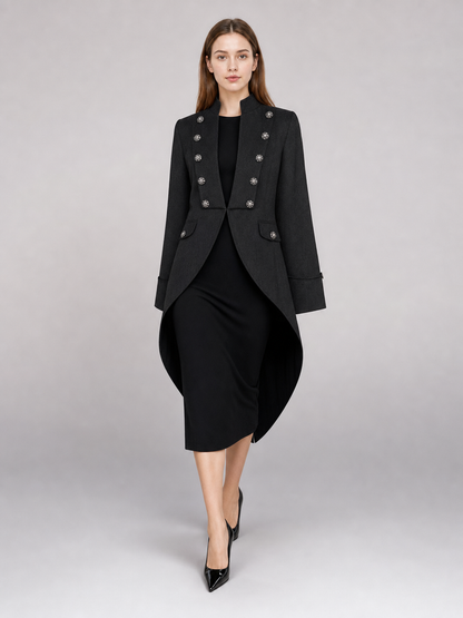 Black carnival tailcoat with a high collar