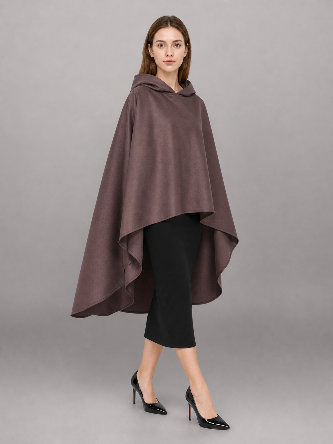 Dark Brown Hooded Carnival Cloak