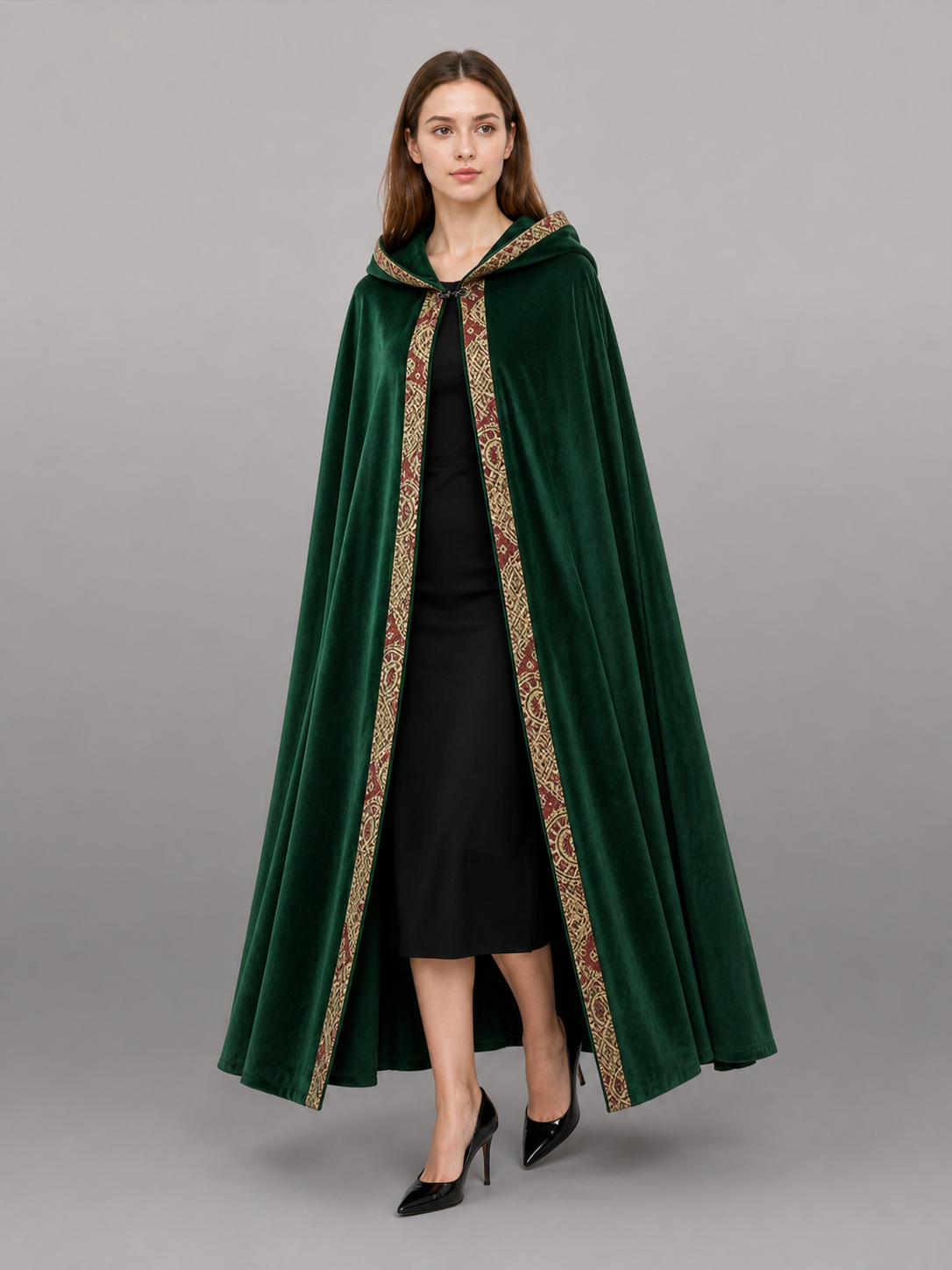 Green Medieval Costume Cloak with Hood