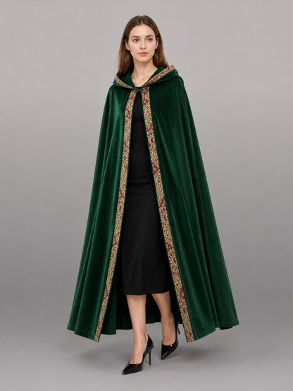 Green Medieval Costume Cloak with Hood