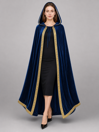 Dark Blue Hooded Costume Cloak