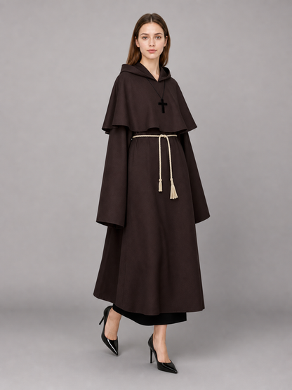 Dark Brown Hooded Costume Cape