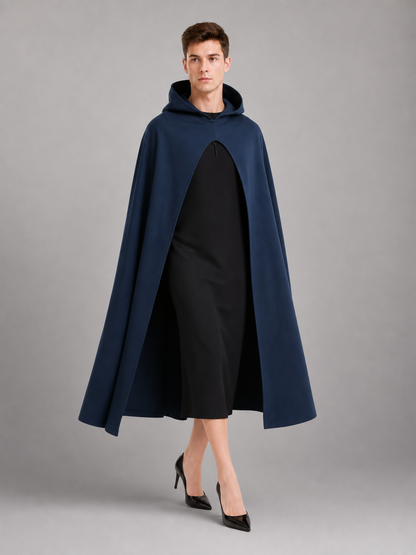 Dark Blue Hooded Costume Cloak