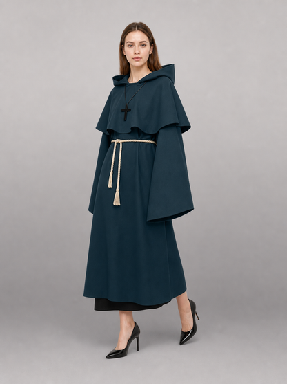 Dark Teal Hooded Costume Cloak