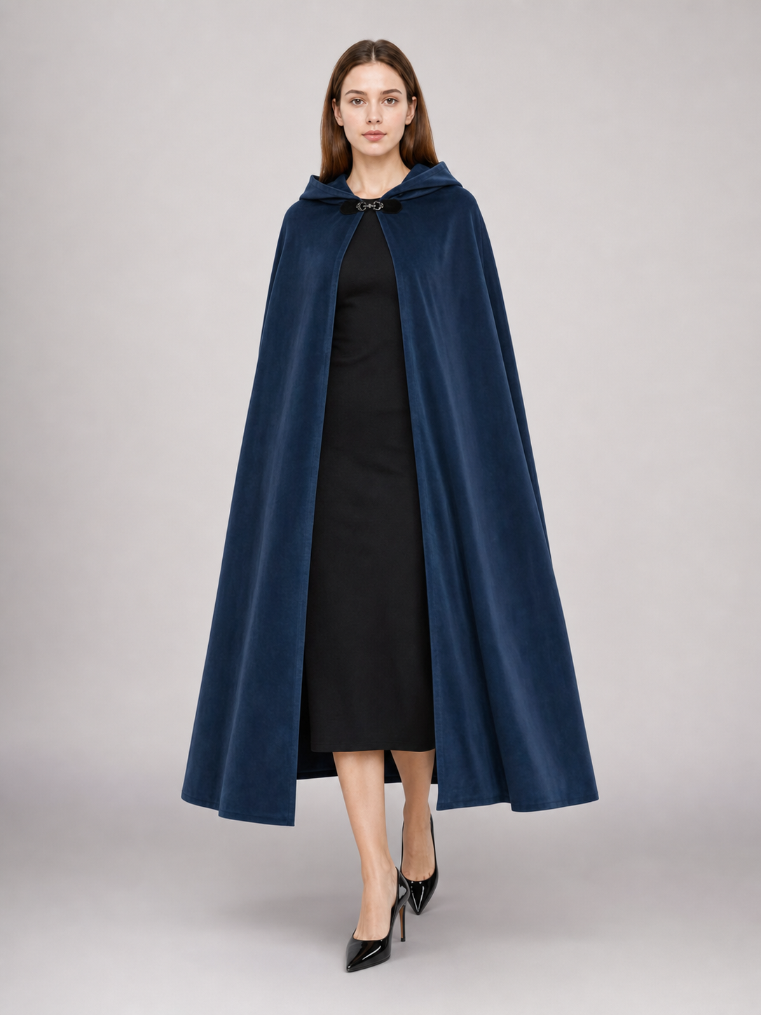 Dark Blue Hooded Costume Cloak