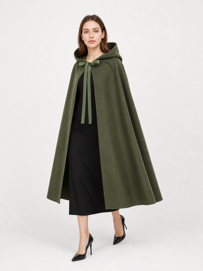 Olive Green Hooded Carnival Cloak