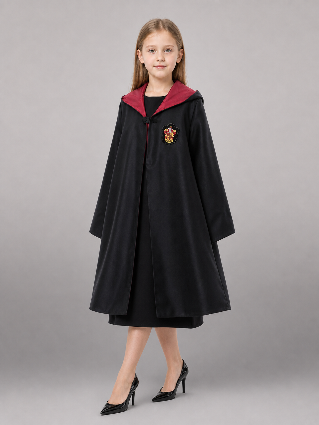 Black carnival cloak with hood, set