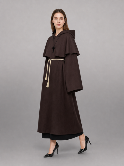 Dark Brown Hooded Costume Cape