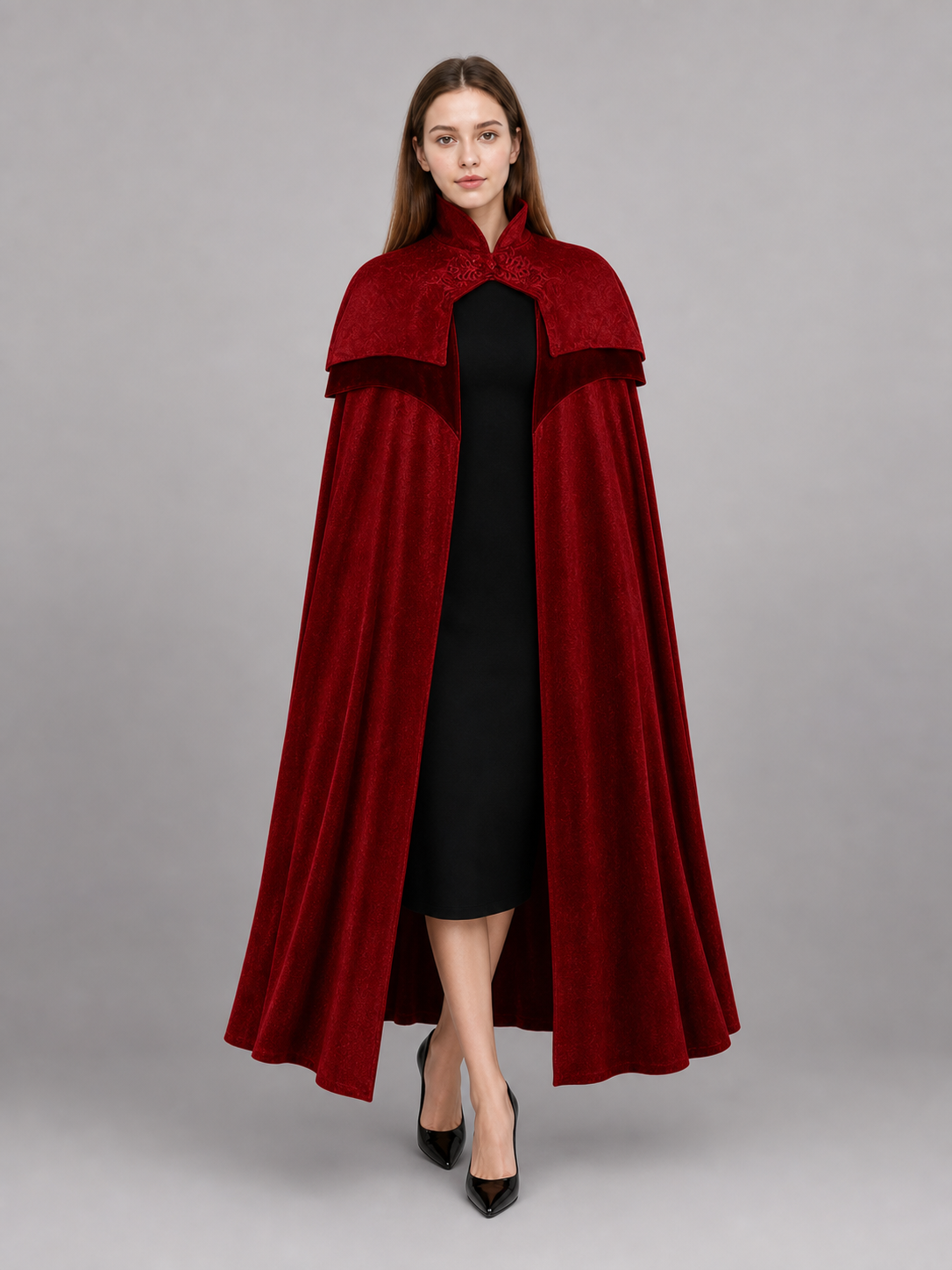 Burgundy Hooded Carnival Cloak