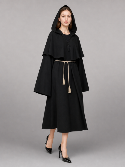 Black Carnival Cloak with Pointed Hood
