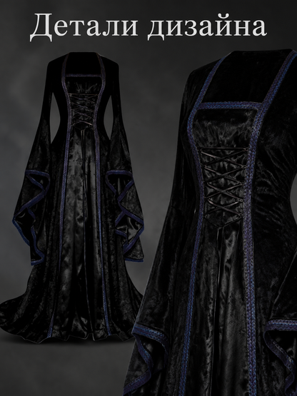 Long Stage Dress with Flared Sleeves detail view