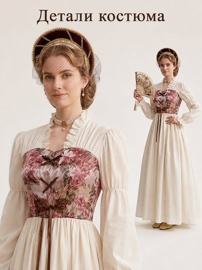 Red Medieval Lace-Up Cosplay Dress